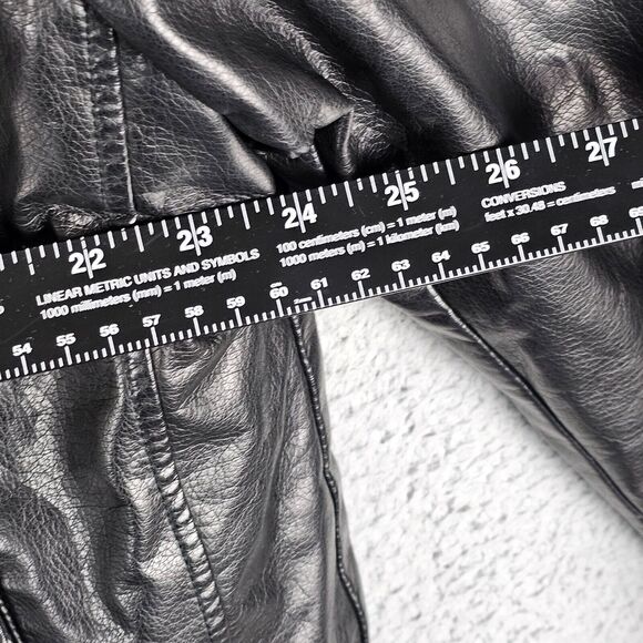 Levis Jacket XL Hooded Faux Leather Brown Sherpa Lined Full Zip Mens Double Zip - Picture 6 of 13